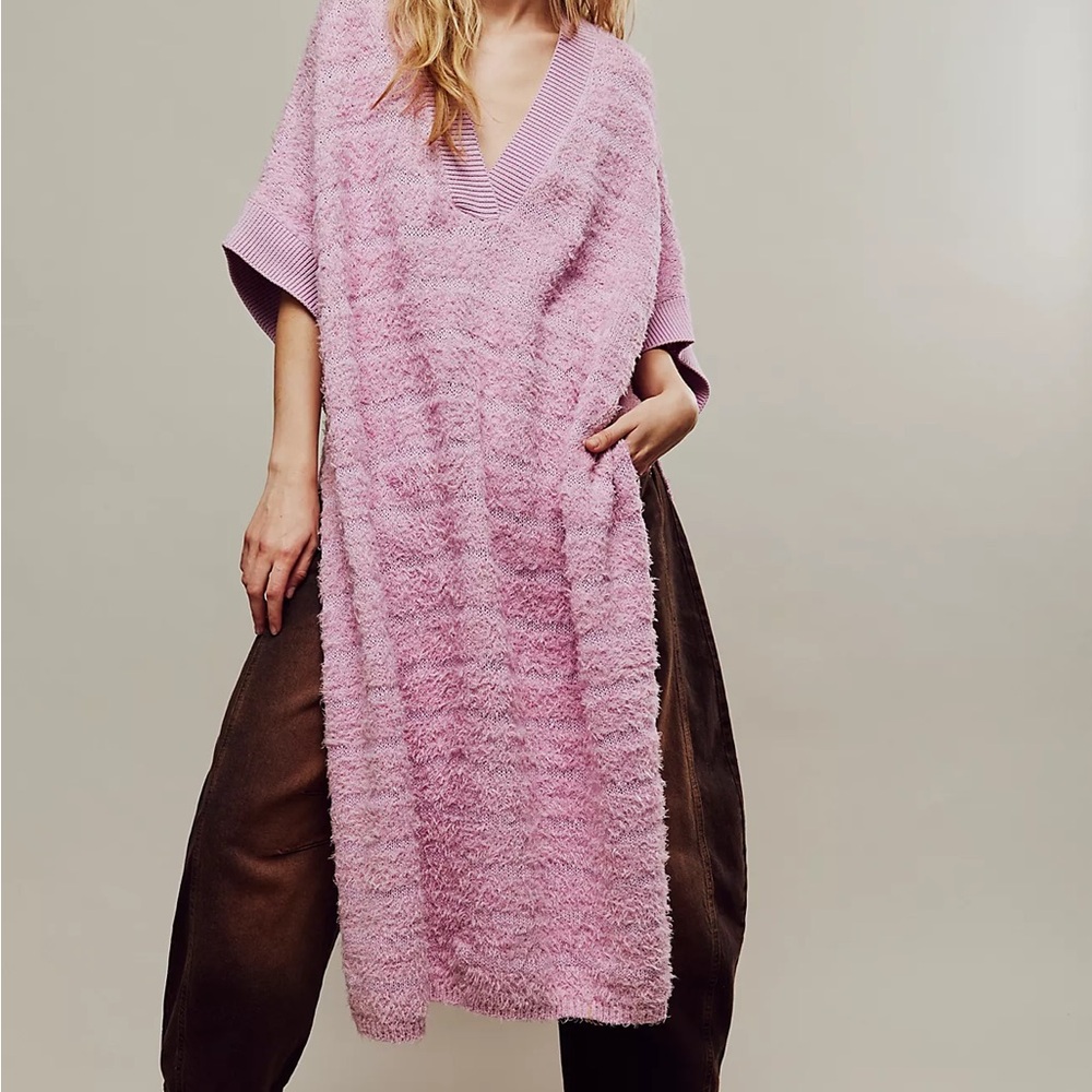 Free People Pink V-Neck Sweater